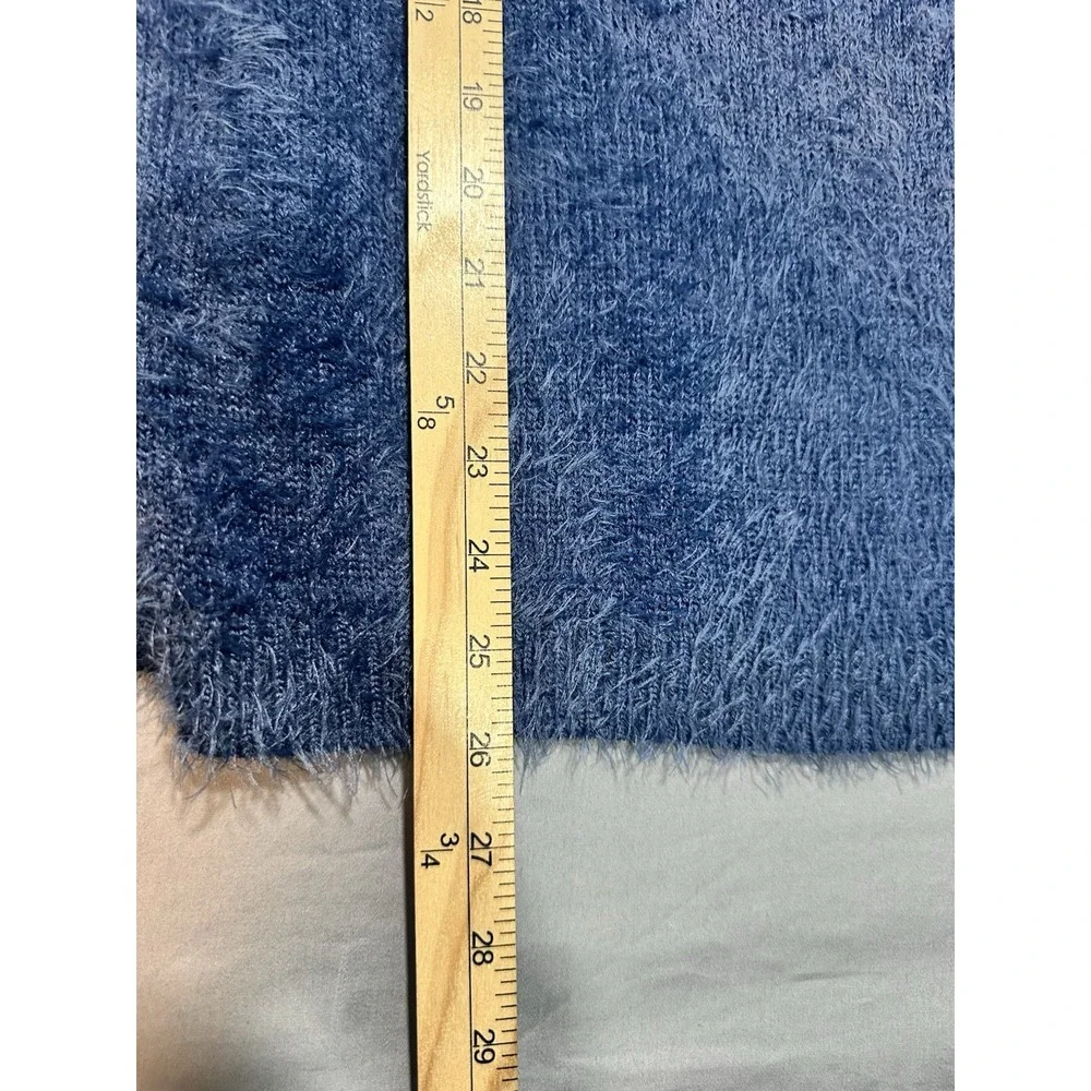 NWT PHILOSOPHY Blue Sweater Womens M Soft Fuzzy V Neck Casual Oversized Coastal‎